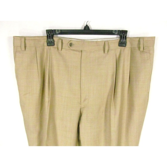 Turnbury Men's Pants 42R 100% Wool Cuffs Pleated - Picture 2 of 5